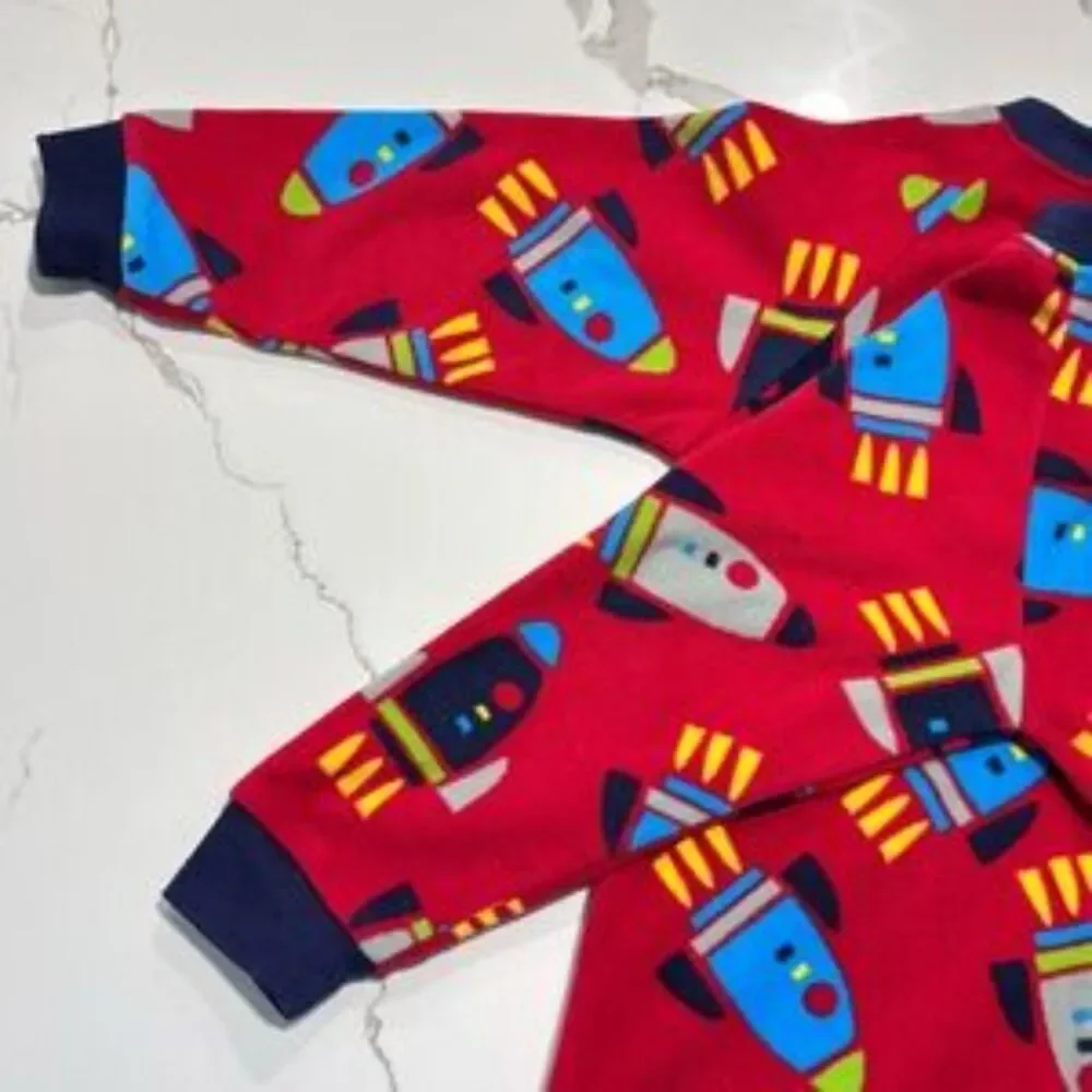 Carter's | Toddler Boys Red Rocket Print Footed Pajamas Fleece Sleeper 2T